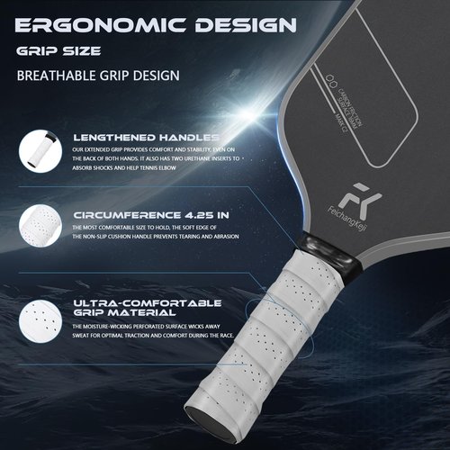 FeichangKeji Pickleball Paddles Set of 2 T700 & 16mm Carbon Fiber Pickleball Paddles with CMS Matte Surface Lightweight Honeycomb Core & Durable Edge Guard Protector & Comfortable Grip