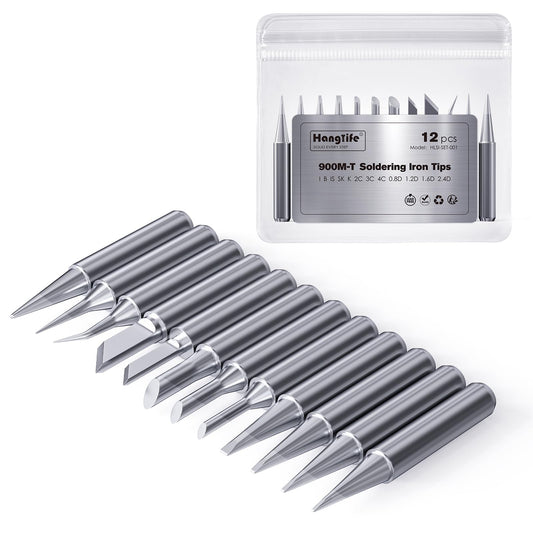 HANGLIFE 900M Soldering Iron Tips for Hakko, Yihua, Atten, Quick, Ryobi, and More Soldering Stations/Guns - Replacement Solder Tips for Welding Equipment & Accessories (12 pcs)