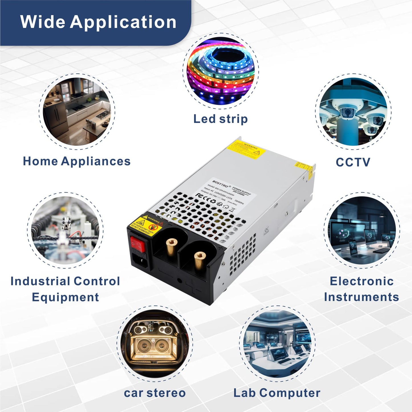 BOSYTRO 24V DC Power Supply 1200W AC to DC Converter SMPS 50A Switching Power Supply Adapater Transformer for 3D Printer, RV, Led Strip, Motor Pump, CCTV, Electronic Instruments, Lab Computer