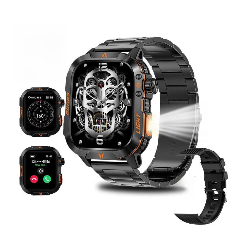 QTLLBT Men's Military Smart Watch HD Compass Altimeter Barometer Fitness Tracker Sports Watch Pedometer Mountaineering Watch Sleep Monitoring Function Men's and Women's Watches