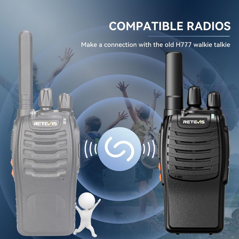 Retevis H-777 Rechargeable Walkie Talkies with Speaker Mic, Long Range 2 Way Radios, Portable FRS Two Way Radios with LED Flashlight(Black, 2 Pack)