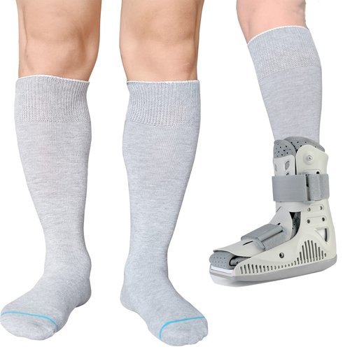 LORVVDE Cam Walker Walking Boot Socks Replacement Sock Liner for Orthopedic Boots Brace, Tube Sox for Air Cam Walkers and Fracture Cast Cover Grey 2 Pairs