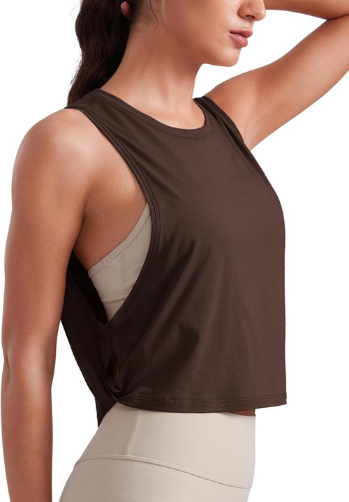 CRZ YOGA Pima Cotton Tank Top for Women - Loose Fit Sleeveless Workout Shirt | Ideal for Yoga & Gym