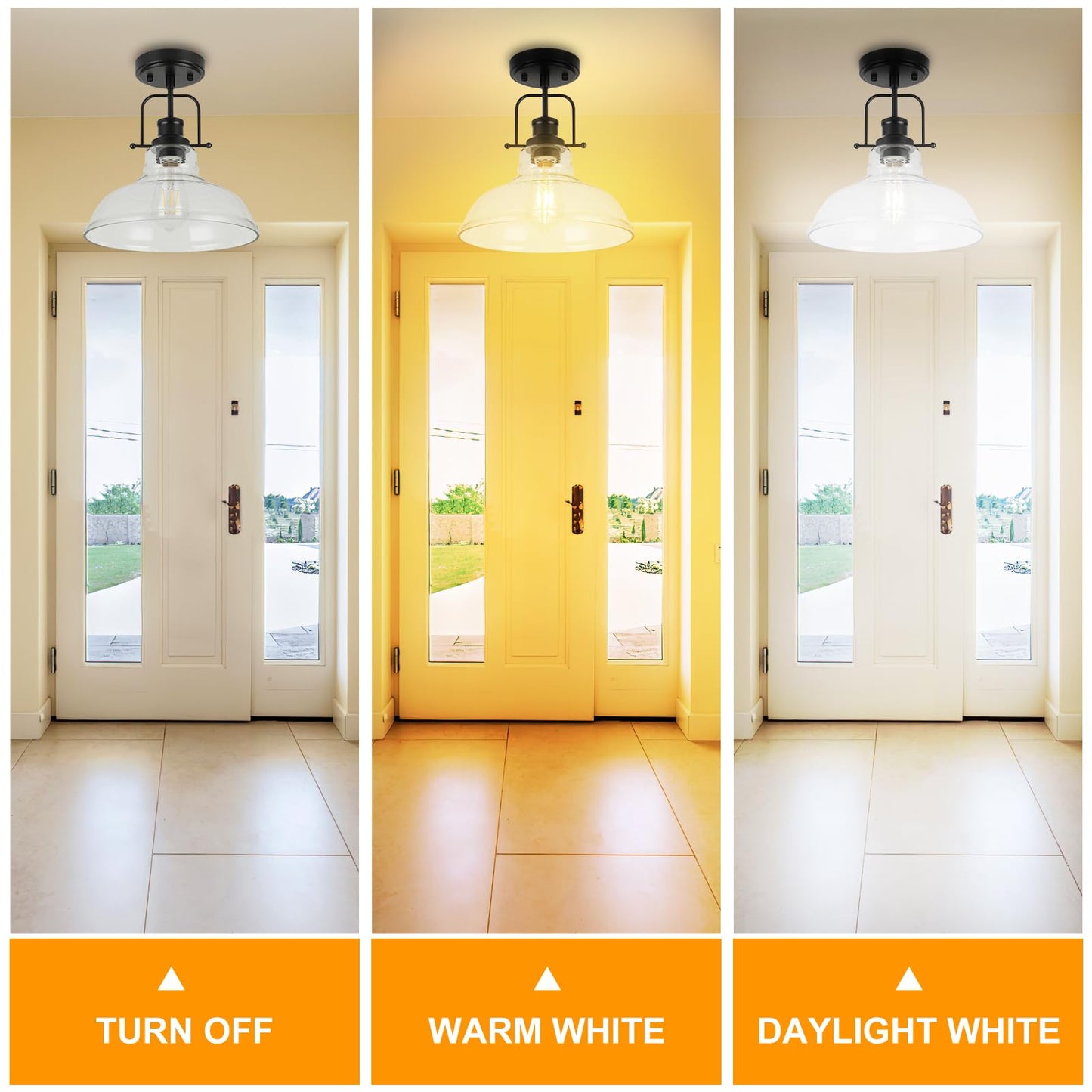 WILON 2 Pack 11'' Semi Flush Mount Ceiling Light Fixture with Clear Glass Shade Black Ceiling Light Modern Farmhouse Lighting Fixture Ceiling Lamp for Kitchen Hallway Dining Room Porch Foyer