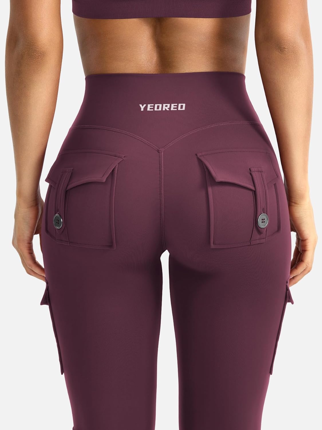 YEOREO CoreFlex Women's High-Waisted Flare Leggings - Hidden Pockets & No Front Seam | Gym & Yoga