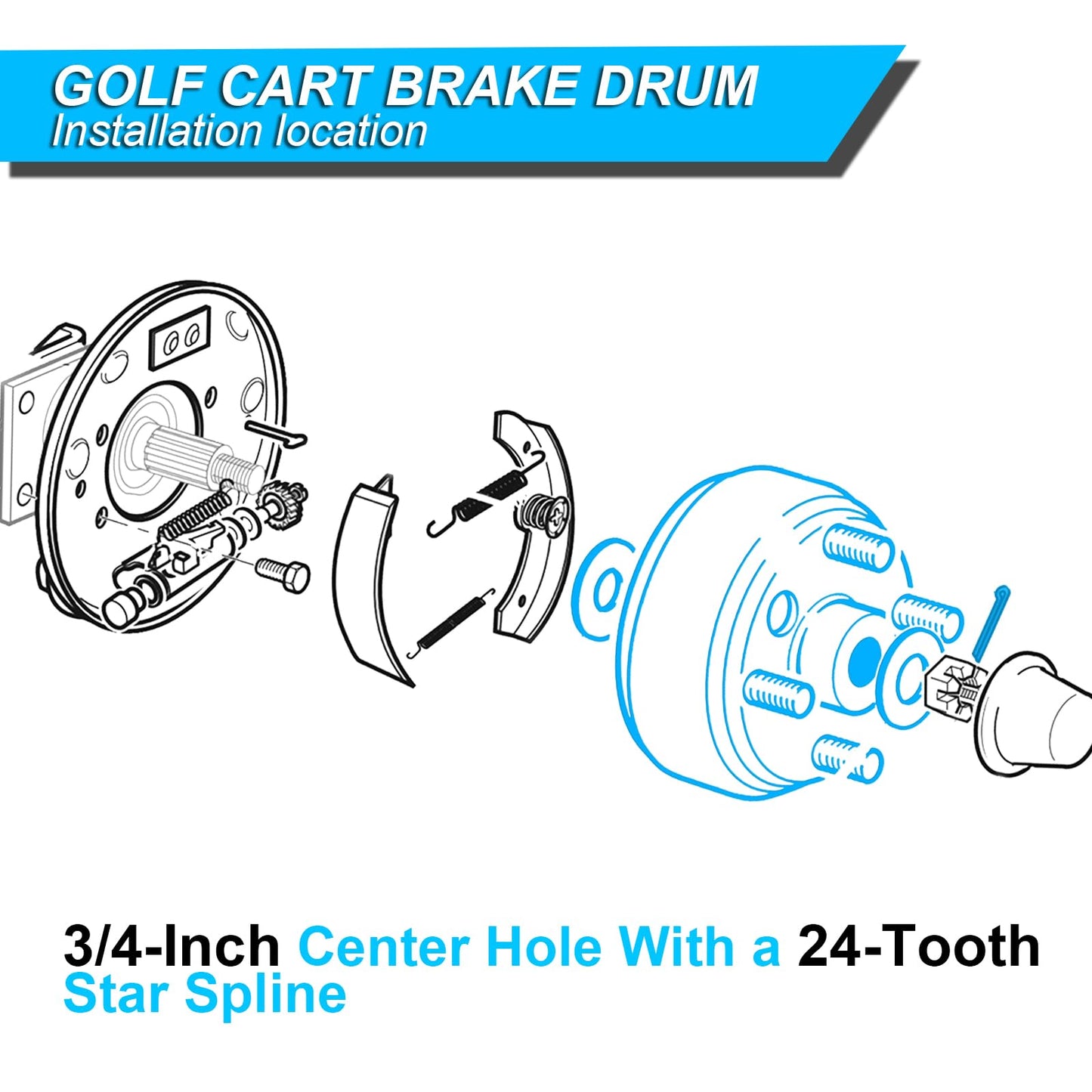 ENEKERP EZGO Brake Drum Hub Assembly, Golf Cart Brake Drums for EZGO TXT Electric 1982-UP & 2-Cycle Gas Vehicles 1982-1993, OEM# 19186-G1, 2PCS
