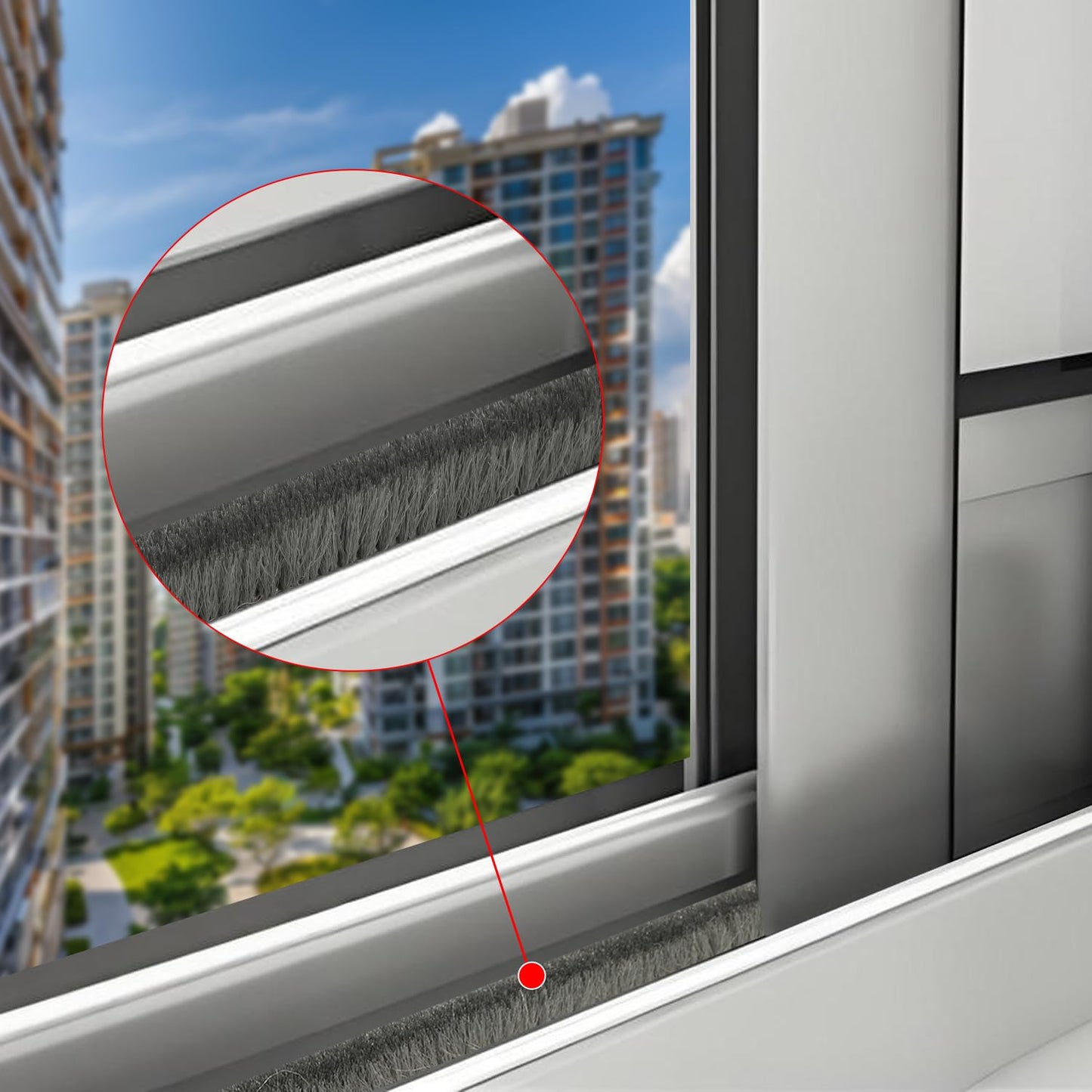 50Ft Self-Adhesive Brush Weather Stripping Door Seal 0.35" Wide x 0.2" Thick Neat Pile Brush Seal Strip for Doors and Windows Gray Soundproofing Weather Strip for Soundproof Windproof Dustproof