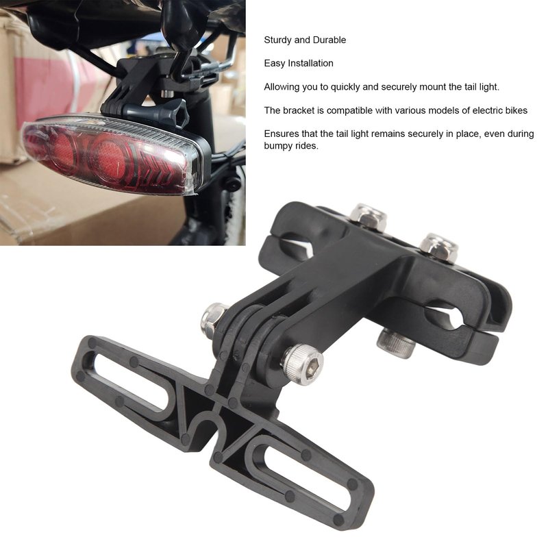 Tuwei Electric Bike Tail Light Bracket, Versatile Compatibility ABS Stainless Steel Bike Tail Light Mount Bracket for Cycling