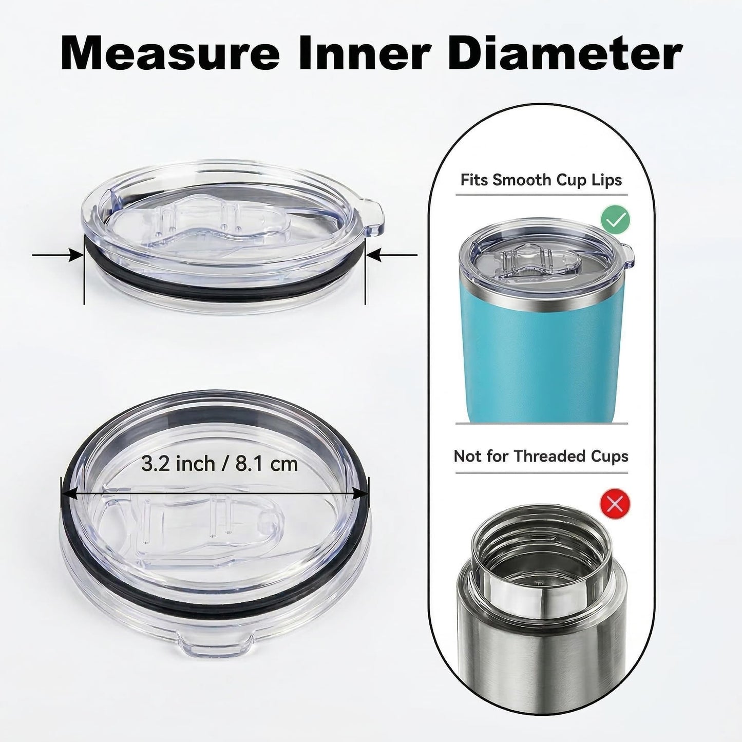 SUNRAYNEST Tumbler Lid Replacement 2 Pack for 20 oz Tumblers, 3.2" Mugs