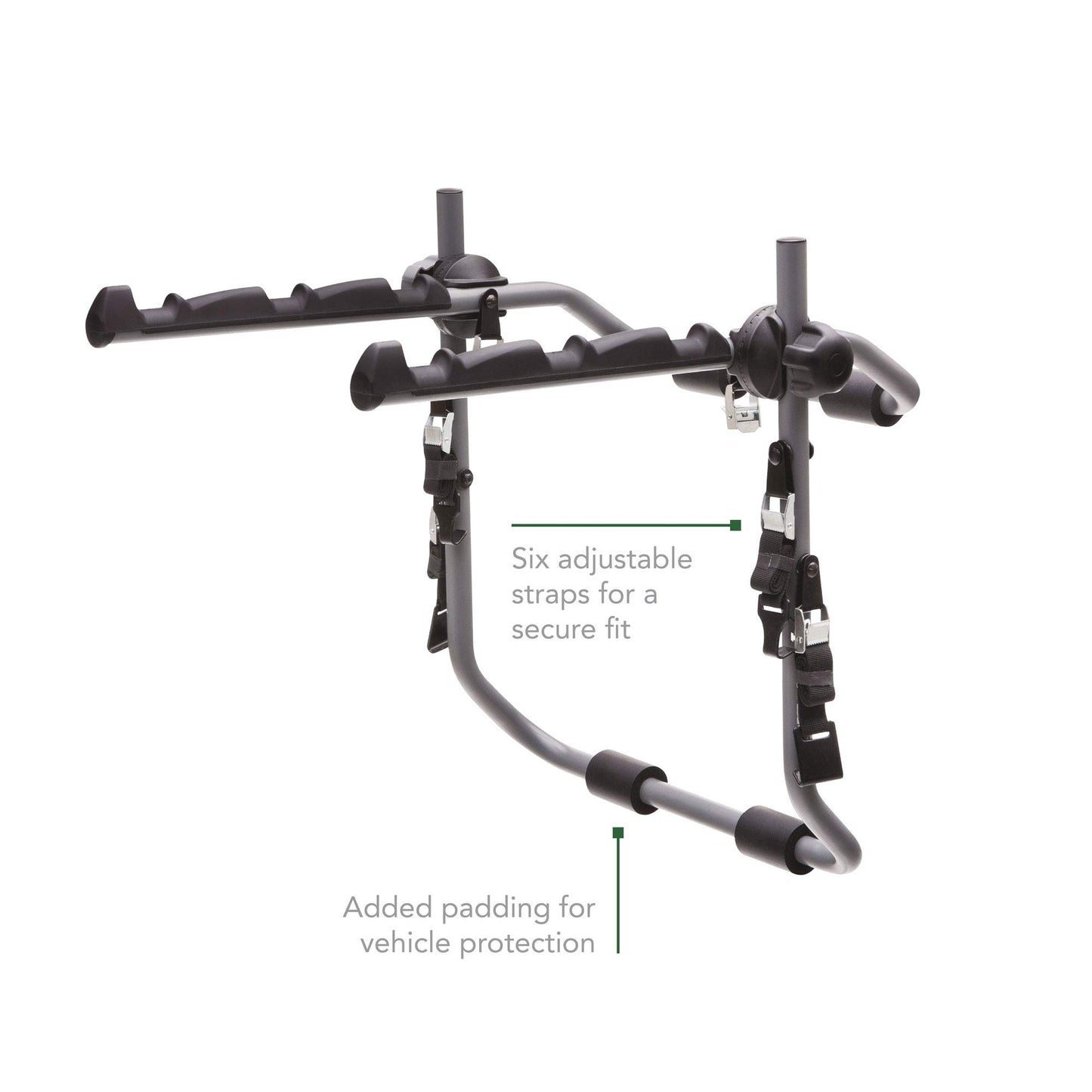 SportRack Back-up 3-Bike Trunk-Mounted Bike Rack – Adjustable Straps – Padding for Bikes and Vehicle – toll-Free Installation - Folds for Storage – 132 lb Weight Capacity