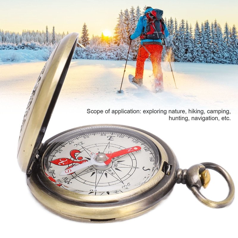 Brass Compass Hiking Durable Shockproof Waterproof Navigation Tool for Outdoor Camping Hunting Survival J35 Model