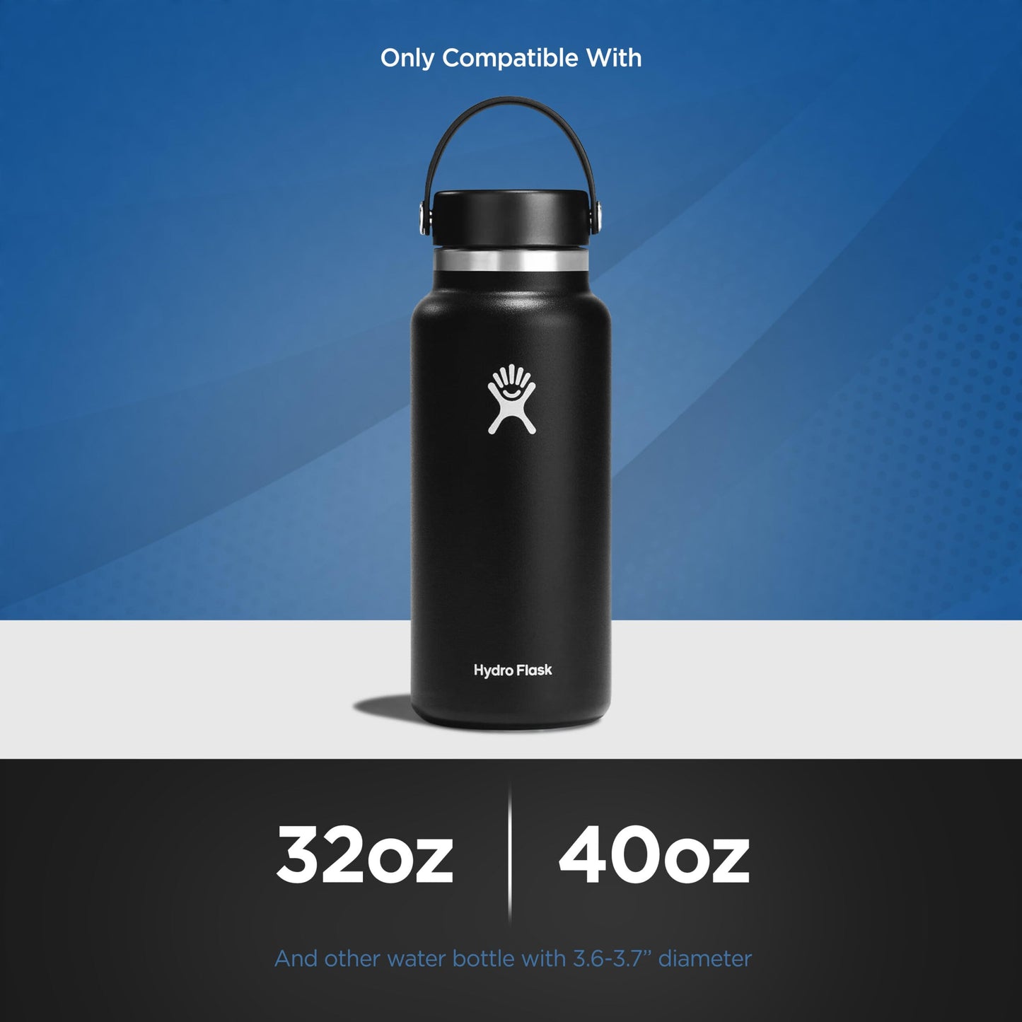 ENCASED Hand Strap Boot Designed for Hydro Flask 32 and 40 Oz Wide Cap Water Bottles, Protective Bottle Holder with Adjustable Neoprene Carrying Handle (Black)