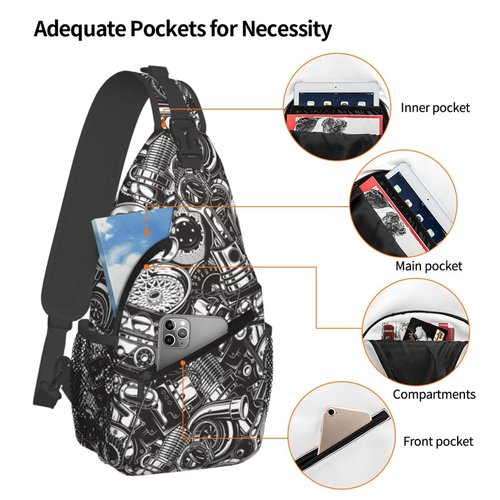 Wizfuyq Automobile Car Parts Sling Backpack For Men Women Hiking Daypack Crossbody Shoulder Bag Travel Chest Pack