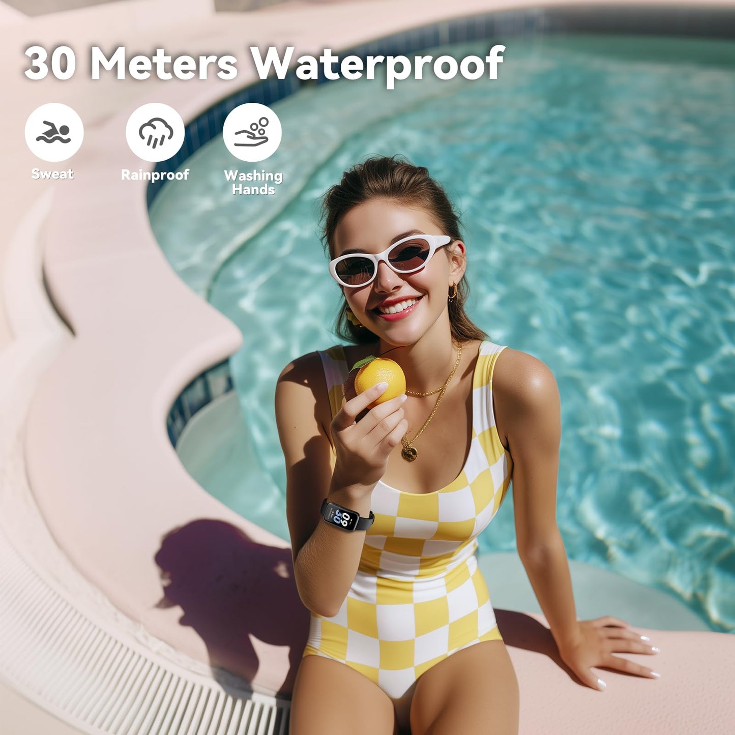 Long Battery Pedometer Watch 14 Days Battery Life, Slim Design No App/Phone Required Fitness Tracker, 50 Meters Waterproof Smart Watch, Heart Rate & Blood Oxygen Monitor Step Counter for Men Women