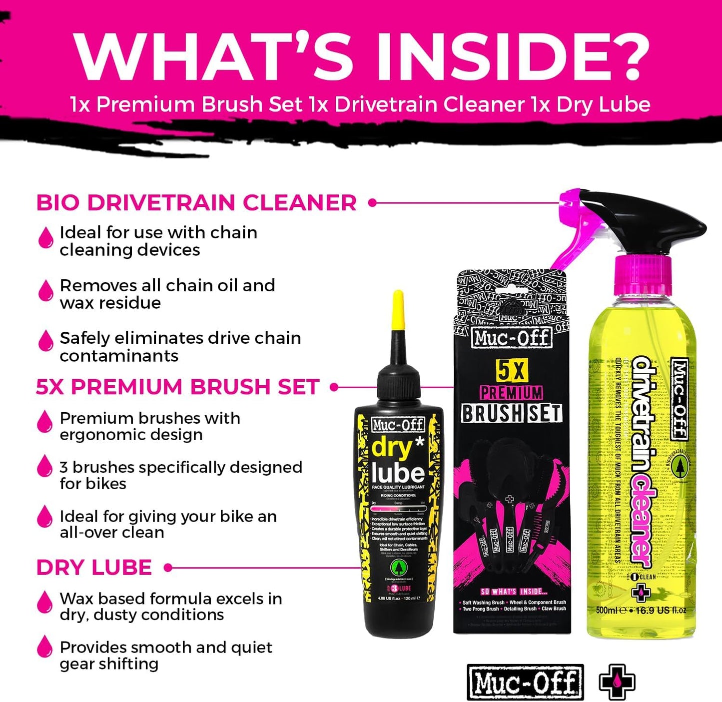 Muc-Off Bio Drivetrain Cleaner - Biodegradable Bicycle Chain Degreaser Spray | All Bike Types