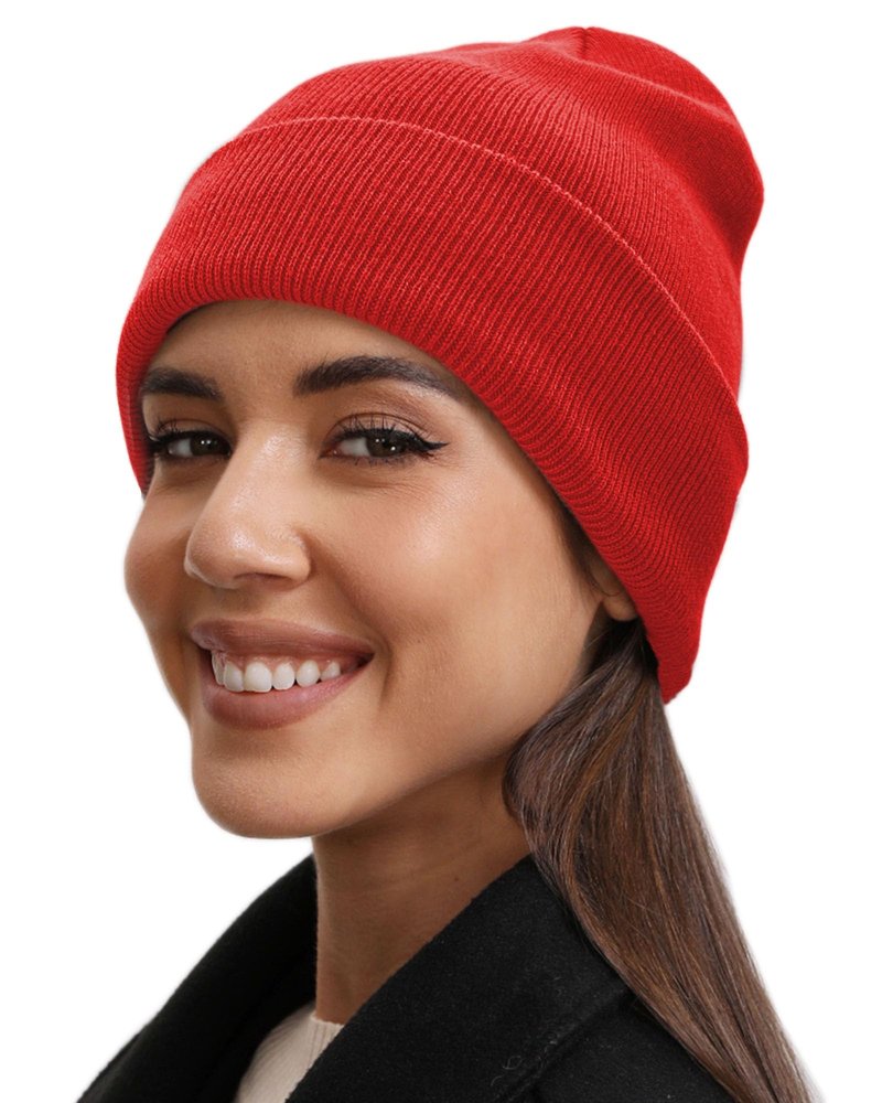 100% Cotton Beanie Hat- Unisex Ultra Soft Winter Warm Stretch Knit Cuffed Hats Fisherman Beanies Skull Cap