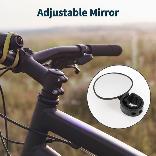 TUCKBOLD Bike Rearview Mirror 9.5x6.8cm Adjustable | Front Handlebar Bike Mirror Black for Bicycle Mountain Road Bike 1 Pcs