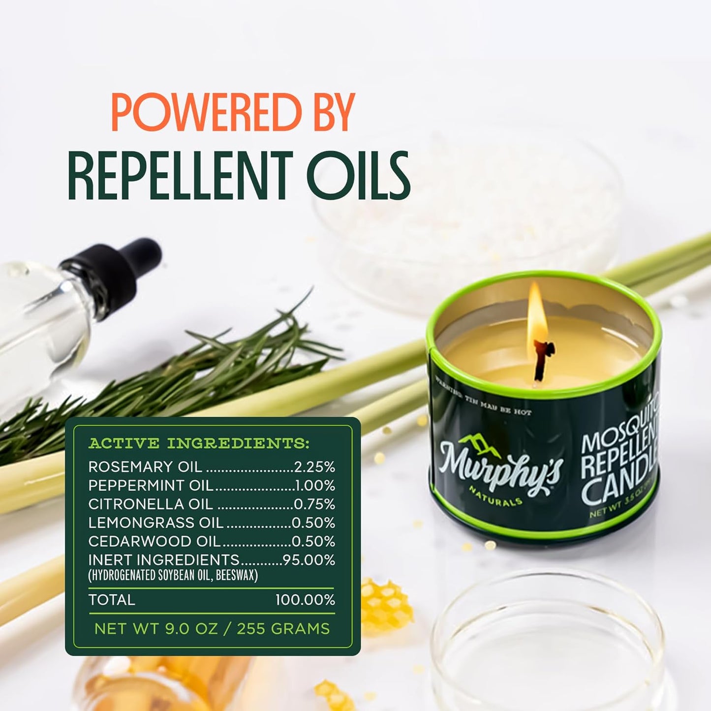 Murphy's Naturals Mosquito Bug Repellent Candles - Citronella & Essential Oils, 30-Hour Burn, 9 oz, 6-Pack