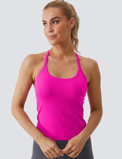 MathCat Workout Tank Tops - Sleeveless Athletic Yoga Shirts with Built-In Bra | Seamless Design