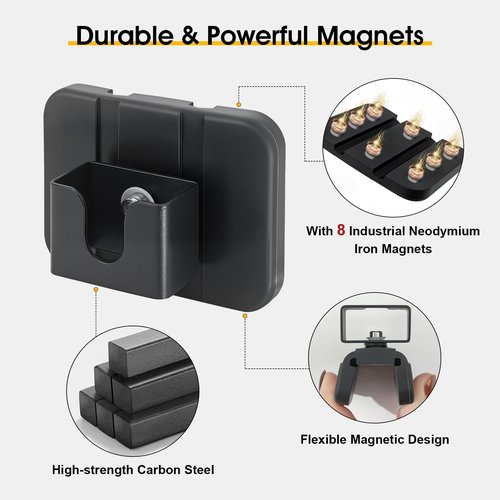 Drill-Free Universal Magnetic CB Radio Mic Holder, Flexible Mount with No-Scratch Rubber Magnet Base for Speaker Microphone, Handset, Walkie Talkie, Fits Truck, Golf Cart, UTV, Off-Road Vehicle