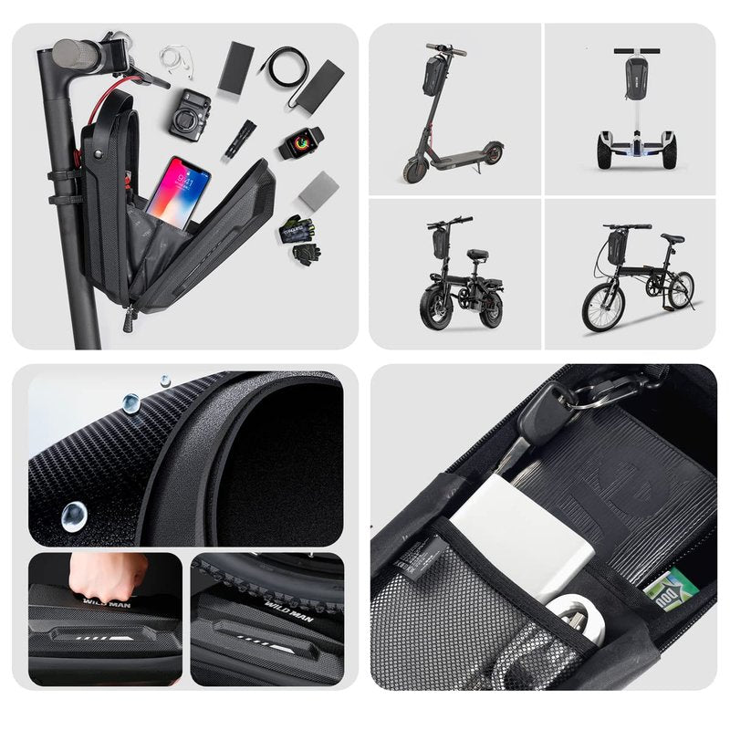 SplendoRoute Scooter Storage Bag, Waterproof Scooters Handlebar EVA Hard Shell Bike Front Bag for Carrying Charger Tools Repair Tools 3L