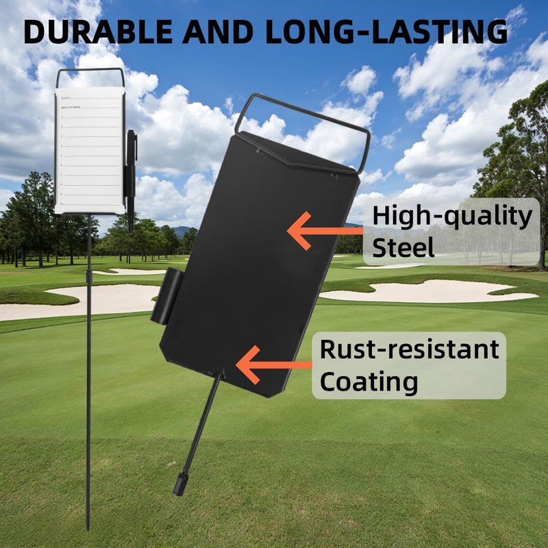 ZSHIGANMA 4 Pack Steel Longest Drive and Closest to the Pin Marker, Golf Metal Proximity/Course Distance/Fairway Distance Markers with 50 Sheets Cards and 4 Pens, for Outdoor Golf Tournament Signs