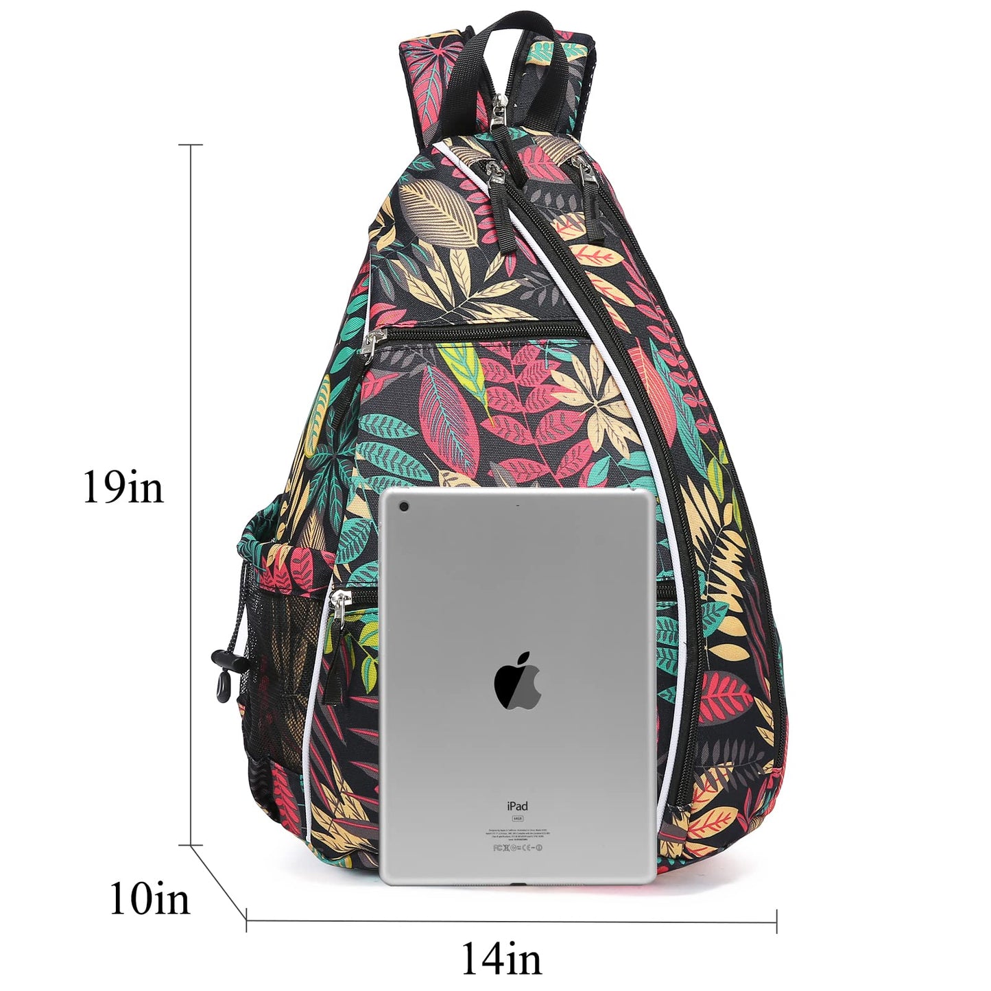 Sucipi Pickleball Bag - Men's -Women's Pickleball Backpack, Adjustable Sling Bag w/Fence Hook/Large Capacity/Safety Pocket-Red Leaf
