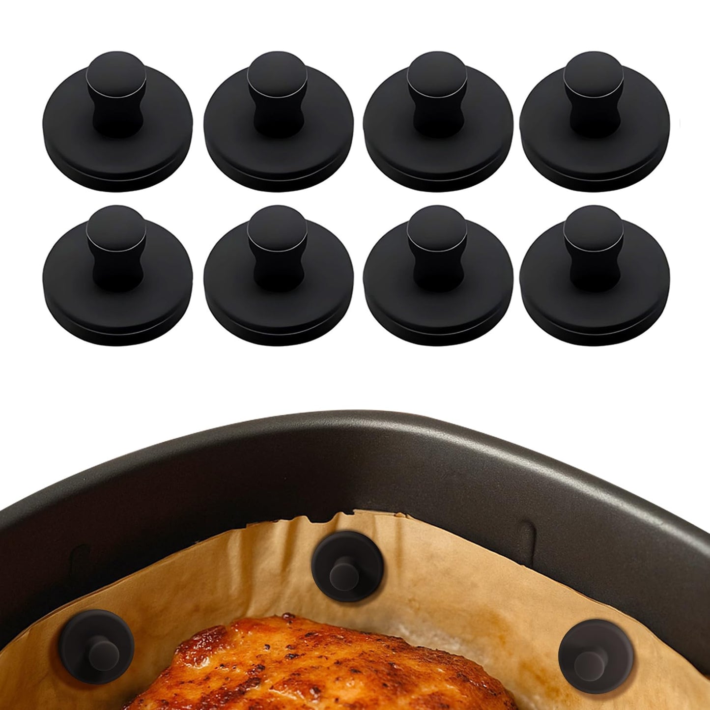 Air Fryer Liner Silicone Full Enclosed Magnets,100% BPA FREE Waterproof Rust-proof & High-Resistant for Air Fryer Paper, Secures Disposable Paper Liner Safely Prevents Burning & Food Covering -8pcs