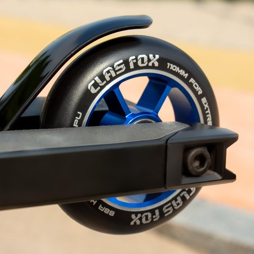 CLAS FOX 110mm One Pair Pro Stunt Scooter Wheels with ABEC-9 Bearings CNC Metal Core (2pcs) (Black PU Blue Core)