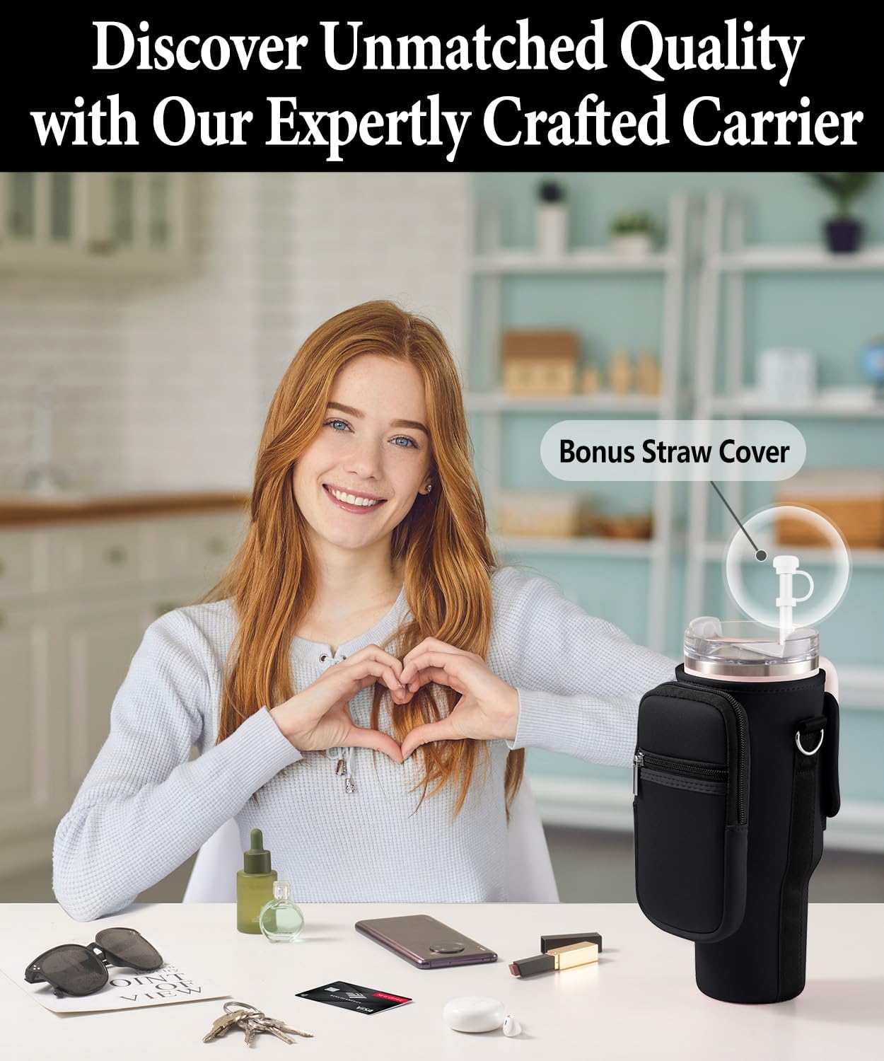 Simple Modern Carrier Bag - Phone Pocket & Adjustable Strap for Stanley 40 oz Tumbler
