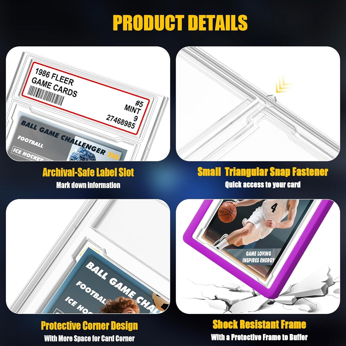 PSA Graded Card Slab Protector Set - Durable TPU Bumper Guard for Game & Sports Cards