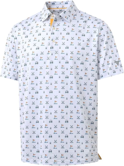 M MAELREG Men's Golf Polo Shirt - Short Sleeve, Moisture-Wicking Performance, Stylish Print Design