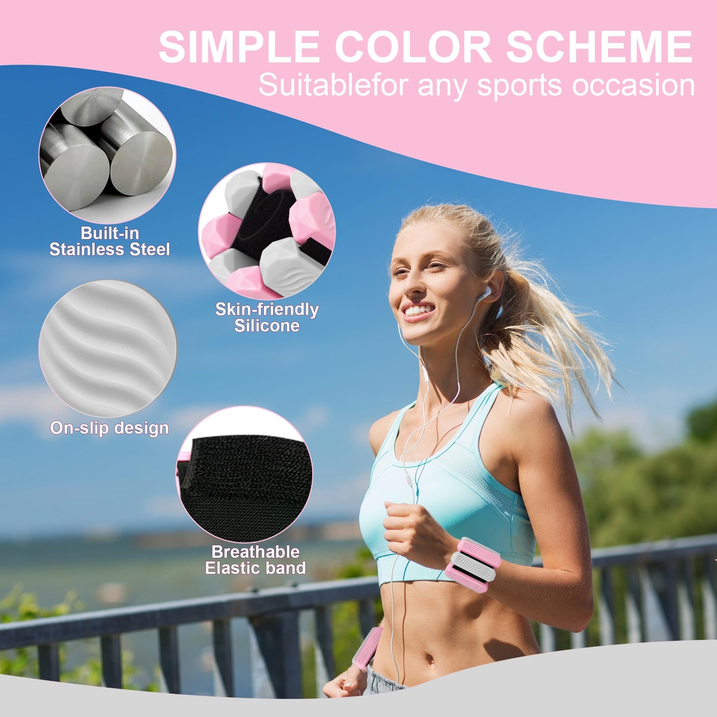 Ankle and Wrist Weights for Women, Adjustable Weights Set of 2 (1Lb Each), for Walking, Yoga, Dance, Gym (blue -purple)