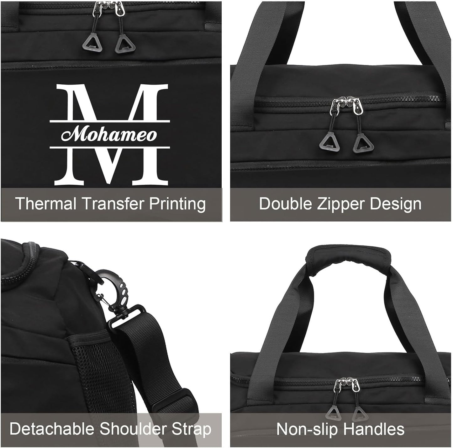 Skiennix Personalized Travel Duffel Bag - Custom Name Oxford Cloth Gym Bag with Shoe & Wet Pockets | Ideal Weekender Gift for Men & Women