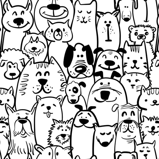 Fiula Peel and Stick Wallpaper Contact Paper Black and White Wallpaper Modern Dog Animal Wall Paper Textured Self Adhesive Removable Wallpaper for Nursery Kids Room Shelf Liner Vinyl Roll 78.7"x17.3"