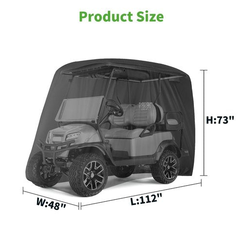 10L0L Universal 2-4 Passenger Golf Cart Cover for EZGO, Club Car and Yamaha, Waterproof Sunproof and Durable, Black