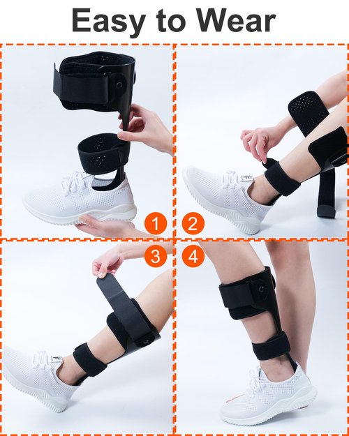 Furlove AFO Drop Foot Brace, Half-Sole Foot Drop Brace with Stroke, MS, Hemiplegia, Lightweight Ankle Foot Orthosis for Natural Gait, Fits in Shoes for Men & Women (Left, Large)