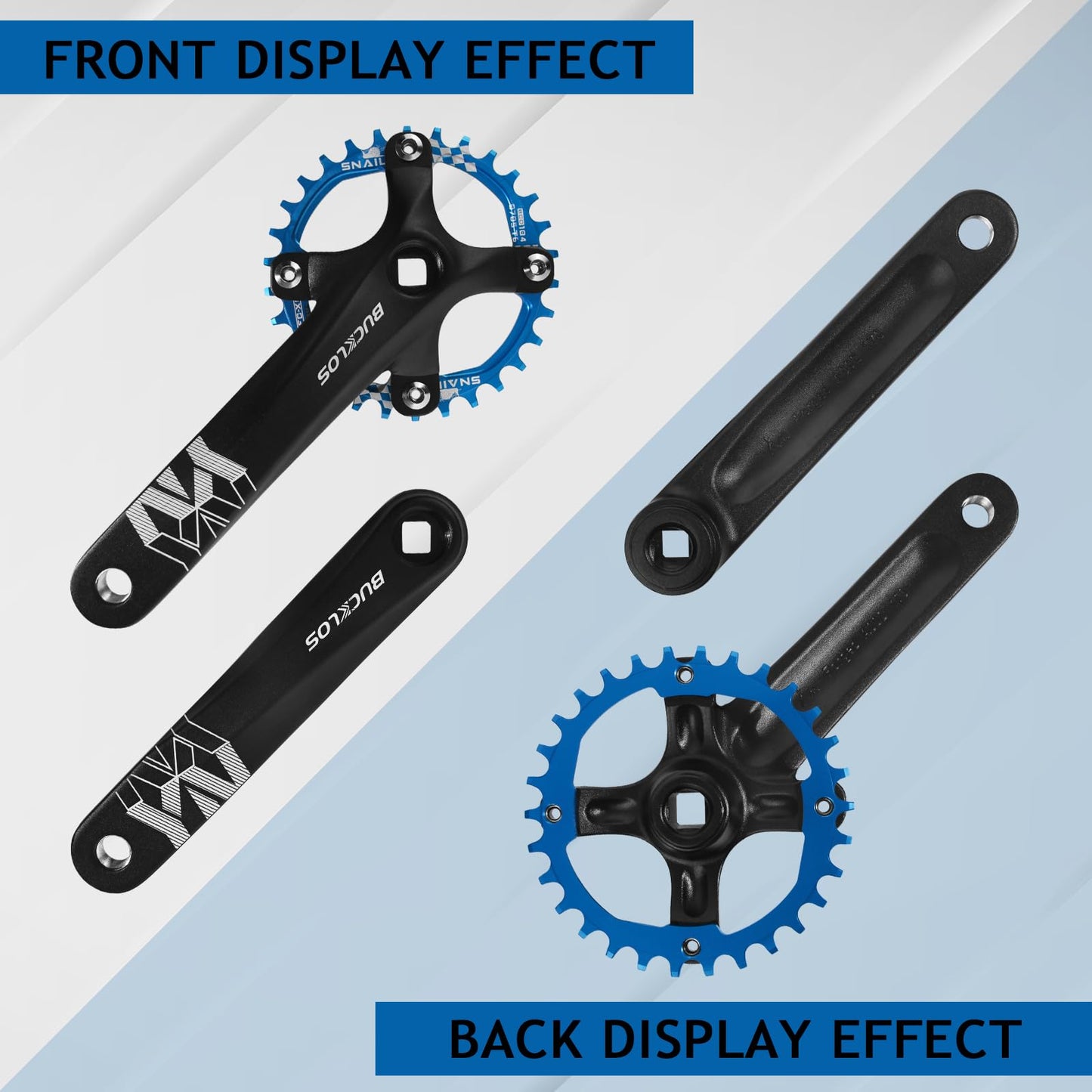 BUCKLOS 104 BCD 30T Mountain Bike Single Speed Crankset，170mm Square Taper Crankset with Narrow Wide Teeth Round Chainring（Six Color）,Bicycle Crank Arm Set