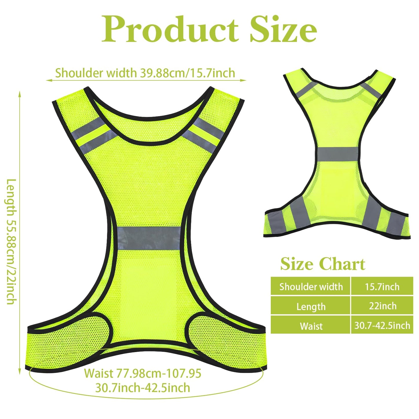Ymapinc Lightweight Yellow Night Running Vest, Safety Reflective Vest for Walking, High Visibility Gear with Large Pocket, for Men Women, Ideal for Cycling, Running/Walking/Biking Gear for Night Use