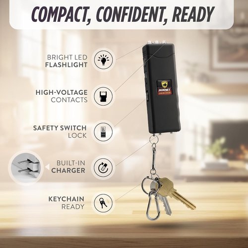 Guard Dog Security Mini Stun Gun Flashlight | High Voltage Self Defense Keychain, Rechargeable & Compact