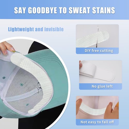 Hat Sweat Liner 40 Pack Self Adhesive Hat Linesr Sweat Protection Skin Friendly Prevent Makeup Stains Sweatband Pads for Women Men Golf Baseball Caps