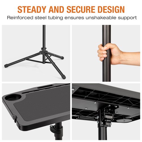 KONG MING CAR Indoor Cycling Desk - Foldable Tabletop with Non-Slip Surface - Adjustable Height Computer Stand, Bike Trainer & Treadmill Desks