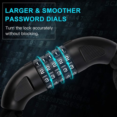 UBULLOX Bike Chain Lock 3FT 5-Digit Combination Bike Locks Anti-Theft Bicycle Lock 6mm Thick Resettable Steel Chain for Bicycle, Motorcycle, Scooter, Gate, Fence