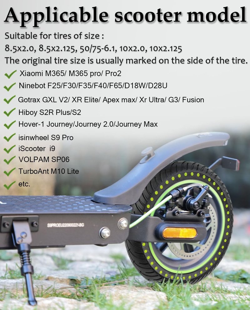 Felixstory 8.5x2 inches Solid Tires，8 1/2 x2 Tire Replacement for Electric Scooter Xiaomi Pro 2 Hiboy S2, 8.5 Inch 50/75-6.1 Rubber Tubeless Tire and All 8.5'' Scooter Tires