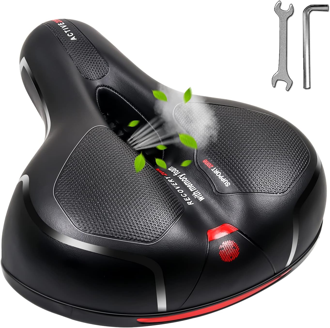 MSDADA Comfortable Bike Seat Cushion - Wide Memory Foam Saddle with Dual Shock Absorption | Waterproof for Men & Women
