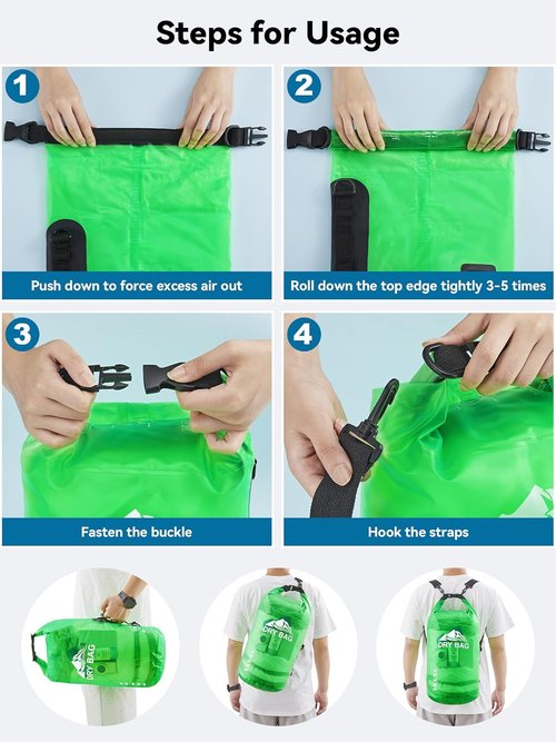 HEETA Waterproof Dry Bag - Lightweight Roll Top Storage Backpack with Phone Case | 5L, 10L, 20L, 30L, 40L