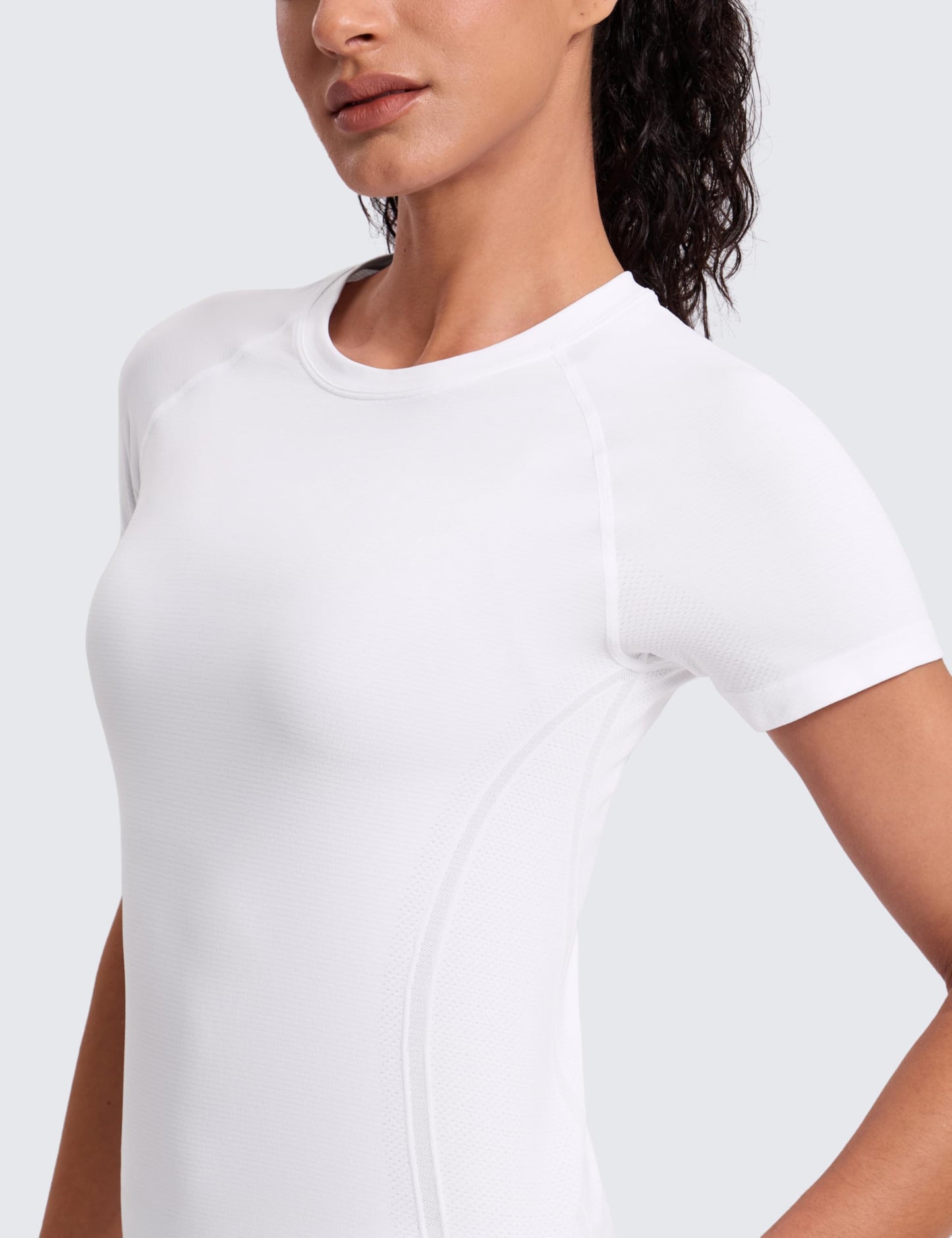 CRZ YOGA Seamless T-Shirt Hip Length White X-Small