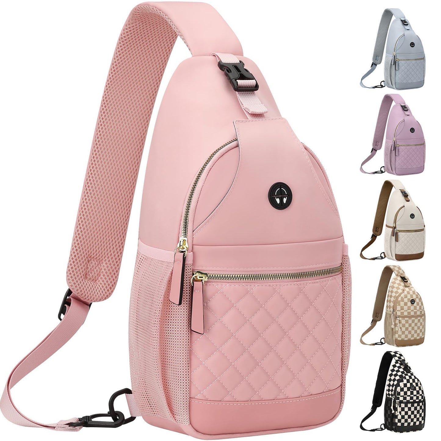 Vankor Large Crossbody Purses Bags for Women Men Travel, Chest Sling Bag Women Casual Cross Body Bag for Woman Sling Backpack PInk