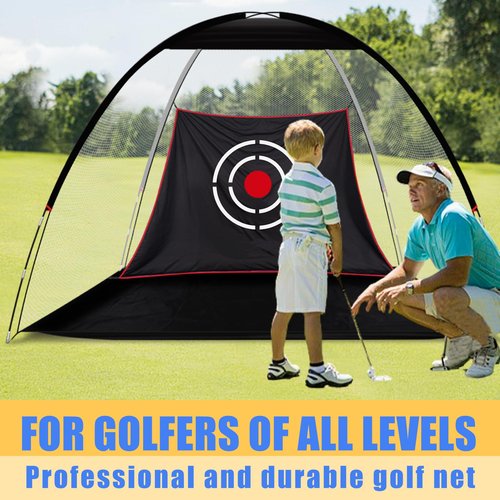 ANDGOAL Golf Net for Backyard Driving Range: 10x6x6.5ft Heavy Duty Nylon Practice Set with Mat - Stable Iron Base Chipping Hitting Target Indoor Outdoor