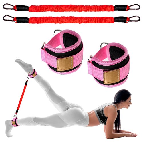 Ankle Resistance Bands with Cuffs Leg Strength Bands for Women Glutes Hip Building Exercise Bands for Working Out Fitness Yoga Martial Arts Ankle Straps for Butt Lift Exercise Equipment (Red-80lb)